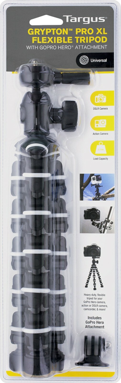 NEW Targus TG-GT80G-101 Grypton Pro XL Flexible Tripod Black with Gray Trim