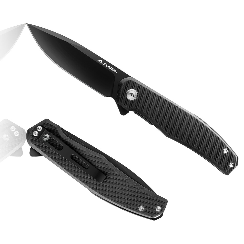 4.5" Tactical Folding Pocket Knife Liner lock Pocket Clip G10 Handle Steel Blade
