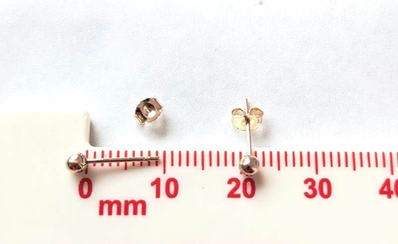 9ct Gold 2.5mm Tiny Small Plain Round Ball Stud Sleeper Earrings B'day GIFT BOX