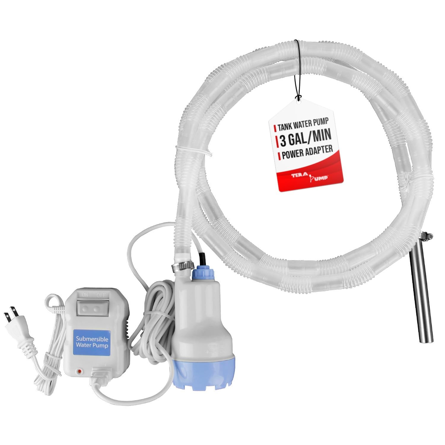 Submersible Aquarium Water Pump With 10 Ft Hose For Easy Gravel & Sand Cleaning