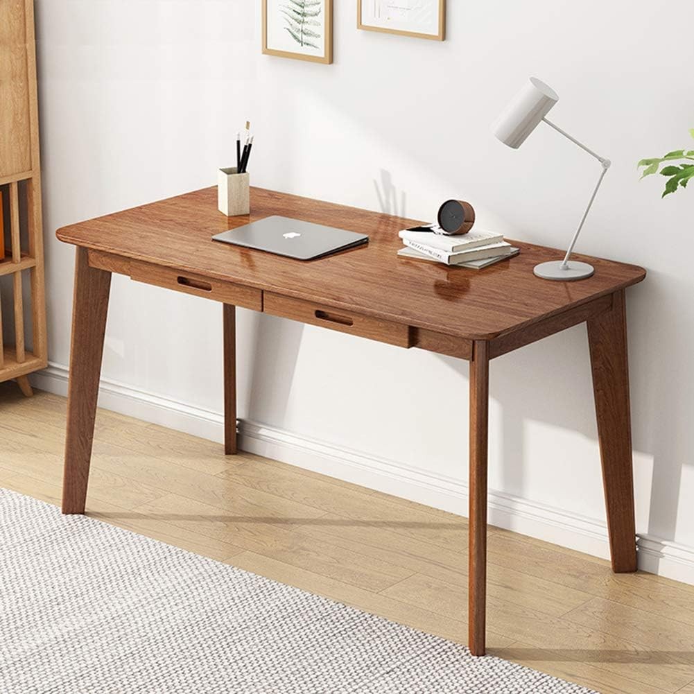 Solid Wood Writing Desk - Home Office Workbench Desk with Drawer, Laptop