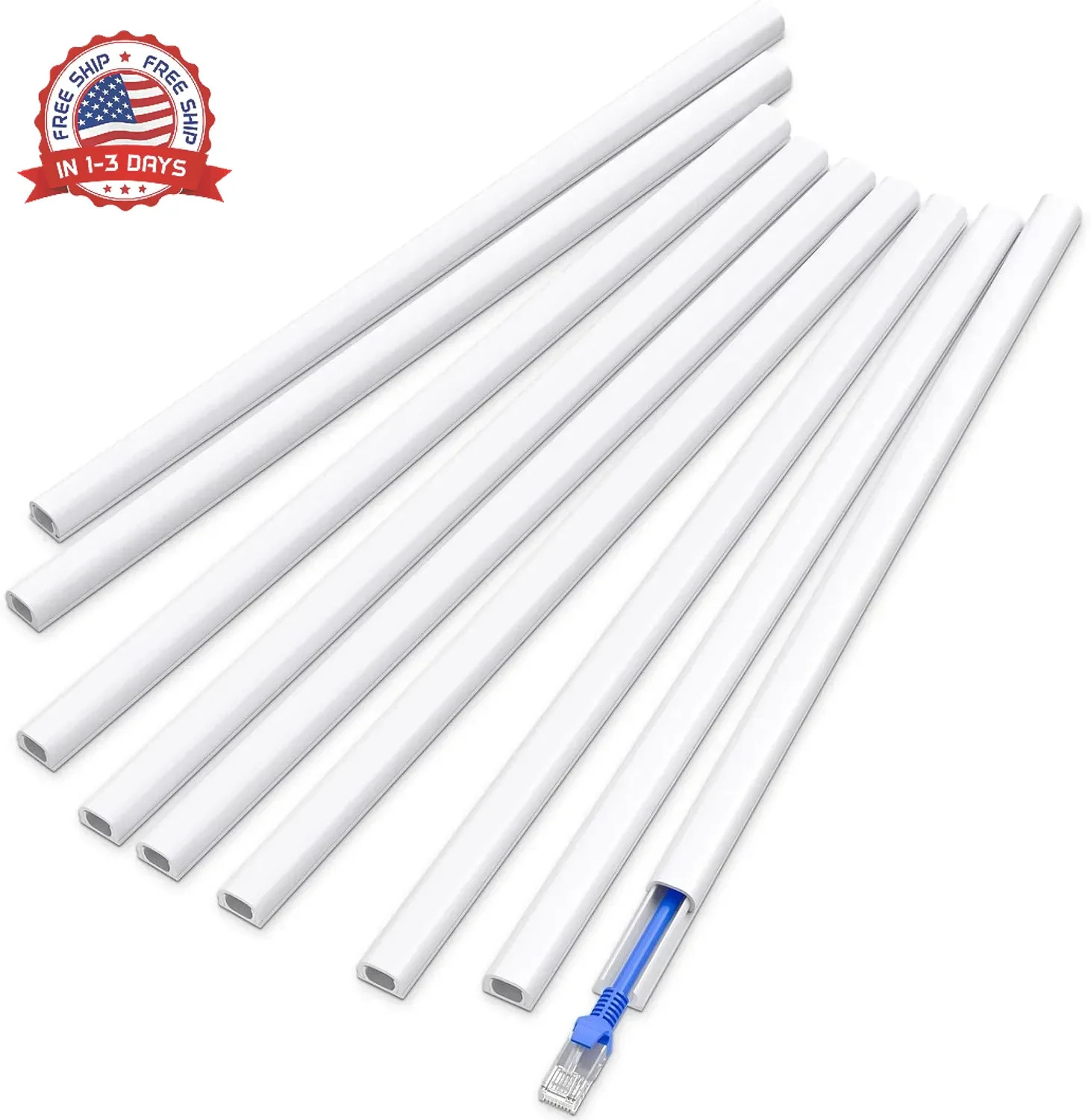Delamu 128in Cord Hider for 1 Cord, Self-Adhesive Cord Covers for Wires on Wall,