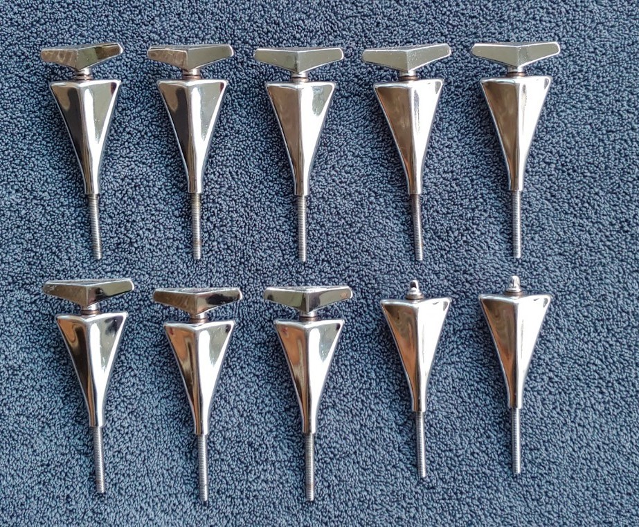 Lot of 10 Orig MID 1980's PEARL Drums BASS DRUM T-BAR TENSION RODS & Washers
