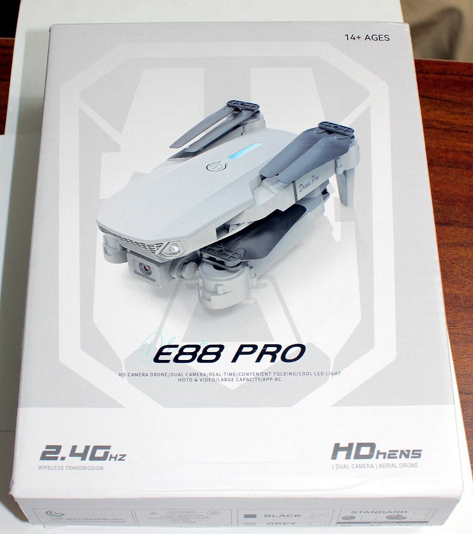 E88 Pro Drone - 2.4Ghz - HD - App Control - Dual Camera - New In Box - Black