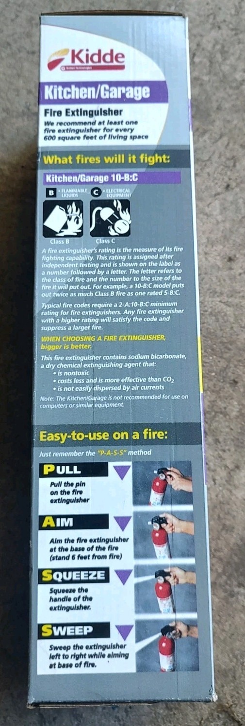 Kidde Kitchen/Garage Fire Extinguisher 10-B:C UL Rated Safety Device