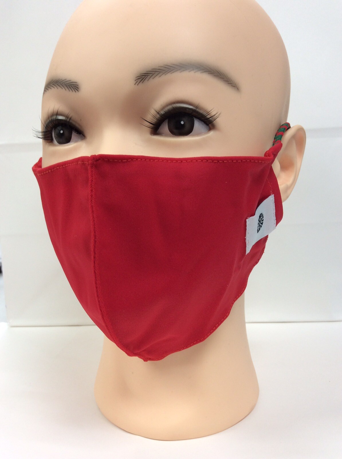 2021 FACE MASK ~ POMCHIES ~ RED ~ RED & BOTTLE GREEN BRAIDED STRAPS  ~ NEW