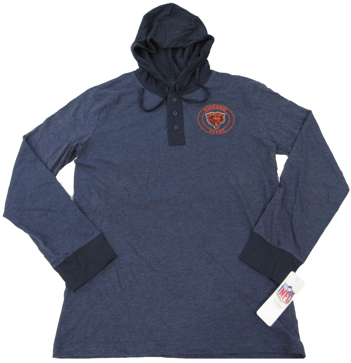New Chicago Bears Mens Sizes M-XL-2XL Navy Blue Hooded Long Sleeve Shirt