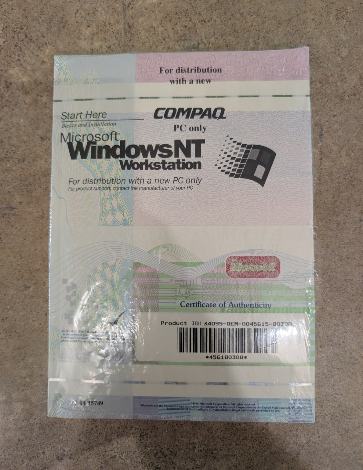 Sealed Microsoft Windows NT Workstation 4.0 OEM Compaq NOS Vintage Software PC