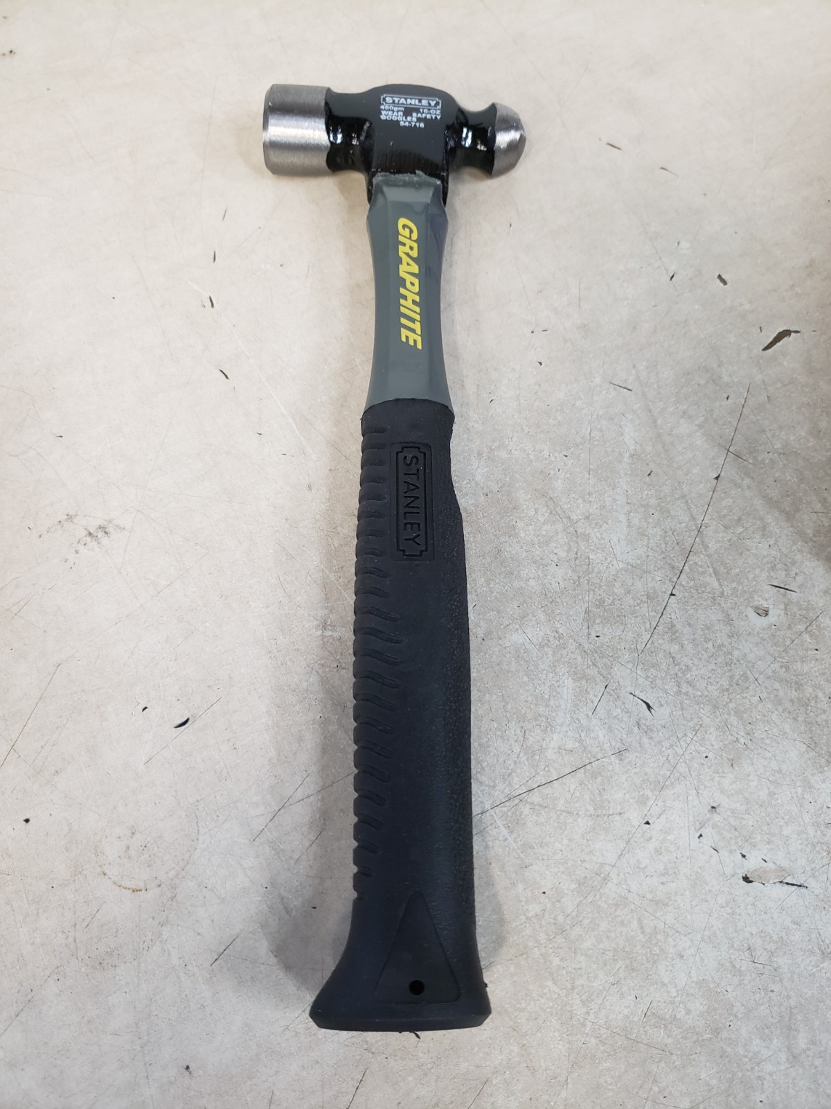 Stanley 54-716 Ball Pein Hammer, 1 Lb Head, Graphite Handle, 12-3/4" OAL