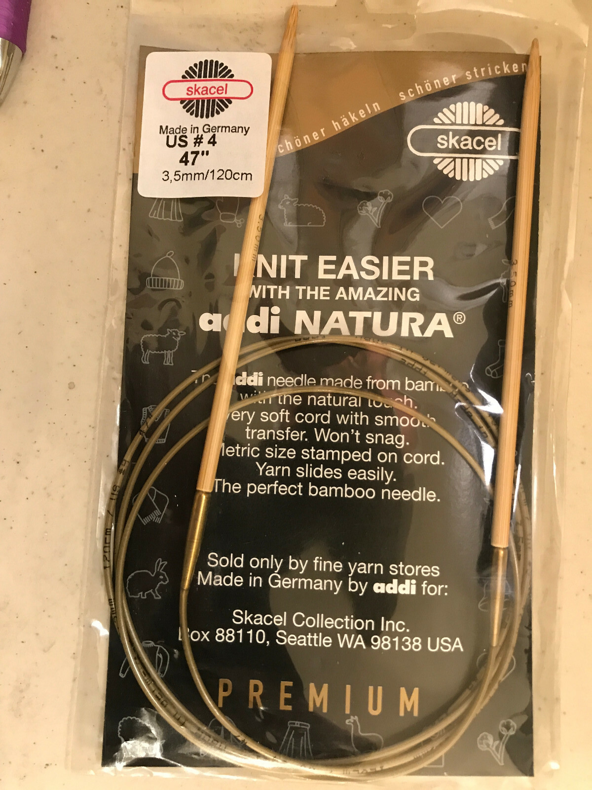 addi Natura® Bamboo Circular Needles Skacel USA US 4 (3.5mm) 47 inch(120cm)