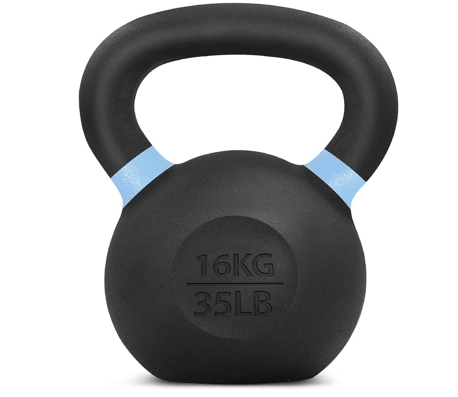 Yes4All 35 lbs Kettlebell Powder Coated Cast Iron with Wide Handle & Flat Bottom