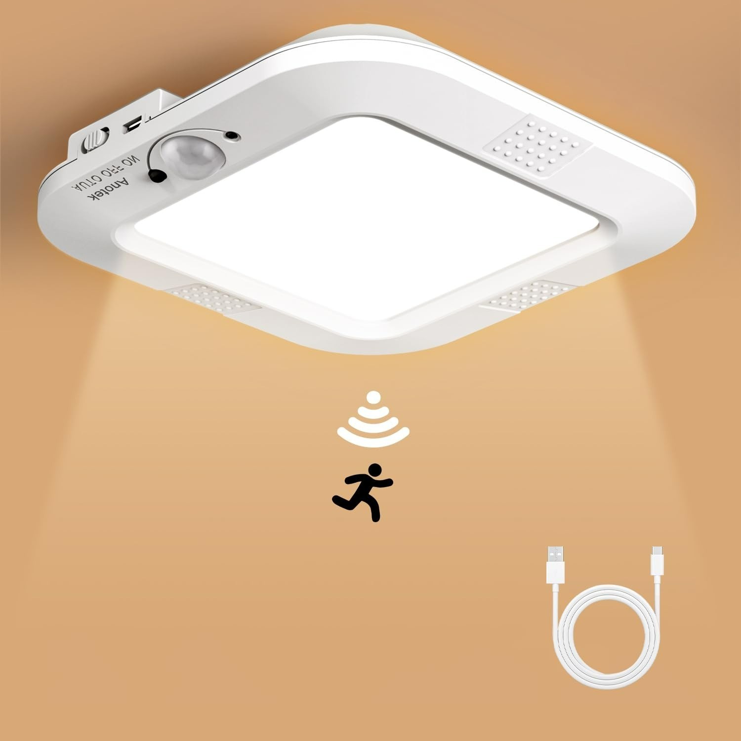 ANOTEK Motion Sensor Ceiling Light 2-Pack Battery Operated Indoor