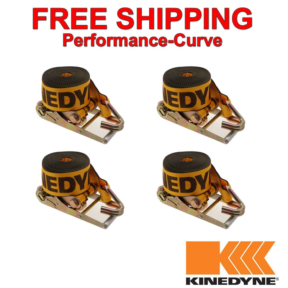 Kinedyne 4" x 30' Wire Hook Long Handle Ratchet Strap (4 Pack) - 593036