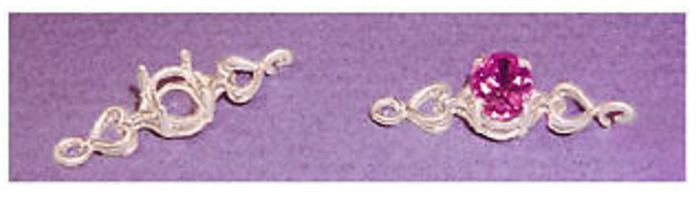 7x5mm Oval & Heart Sterling Silver Pre-Notched Bracelet Link
