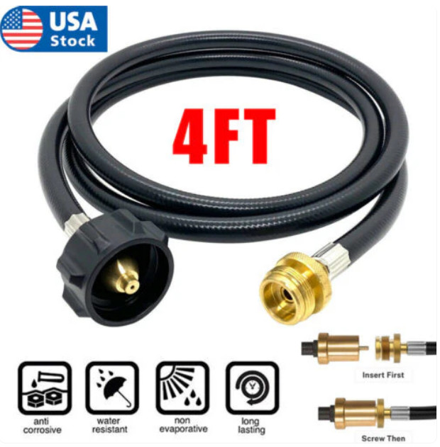 Propane Adapter Hose 4ft Gas Grill Tank Converter Replacement BBQ Camping New