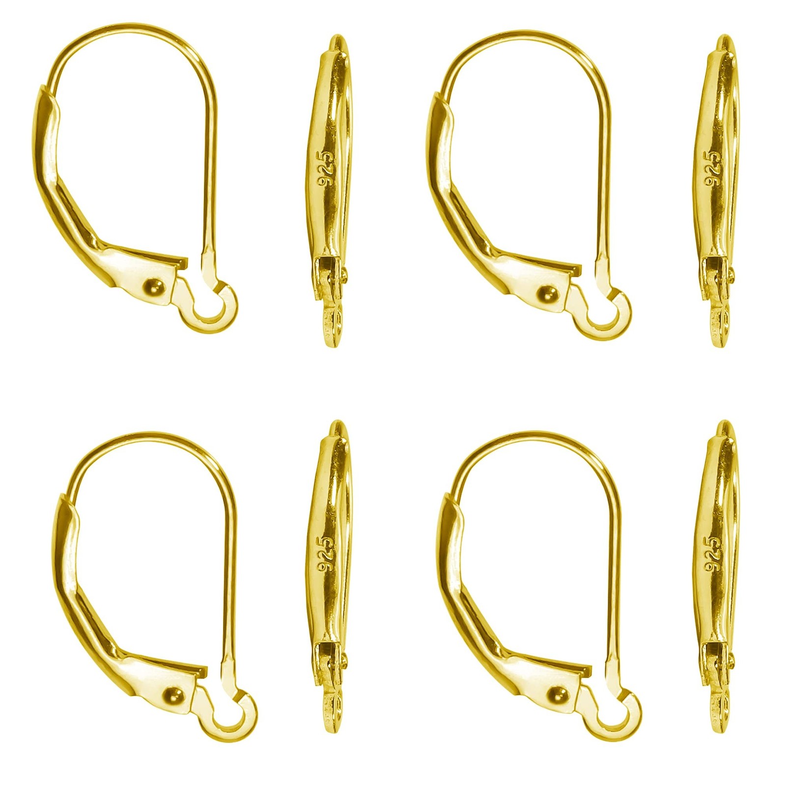 TOAOB 8pcs 925 Sterling Silver Leverback Earring Hooks 10x16mm Hypoallergenic...