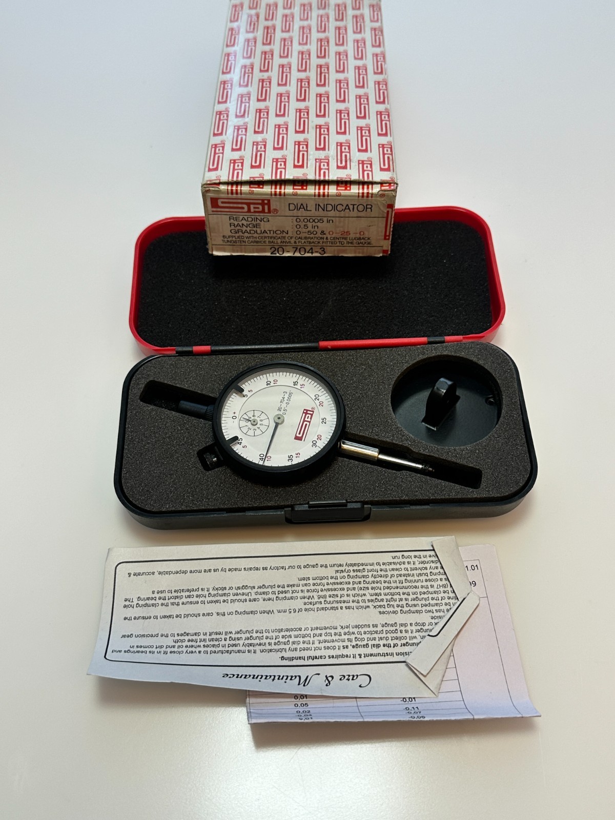 SPI Tools 20-704-3 Dial Drop Indicator 0.5”-0.0005” - 0-50 Reading, 2.25" Dial