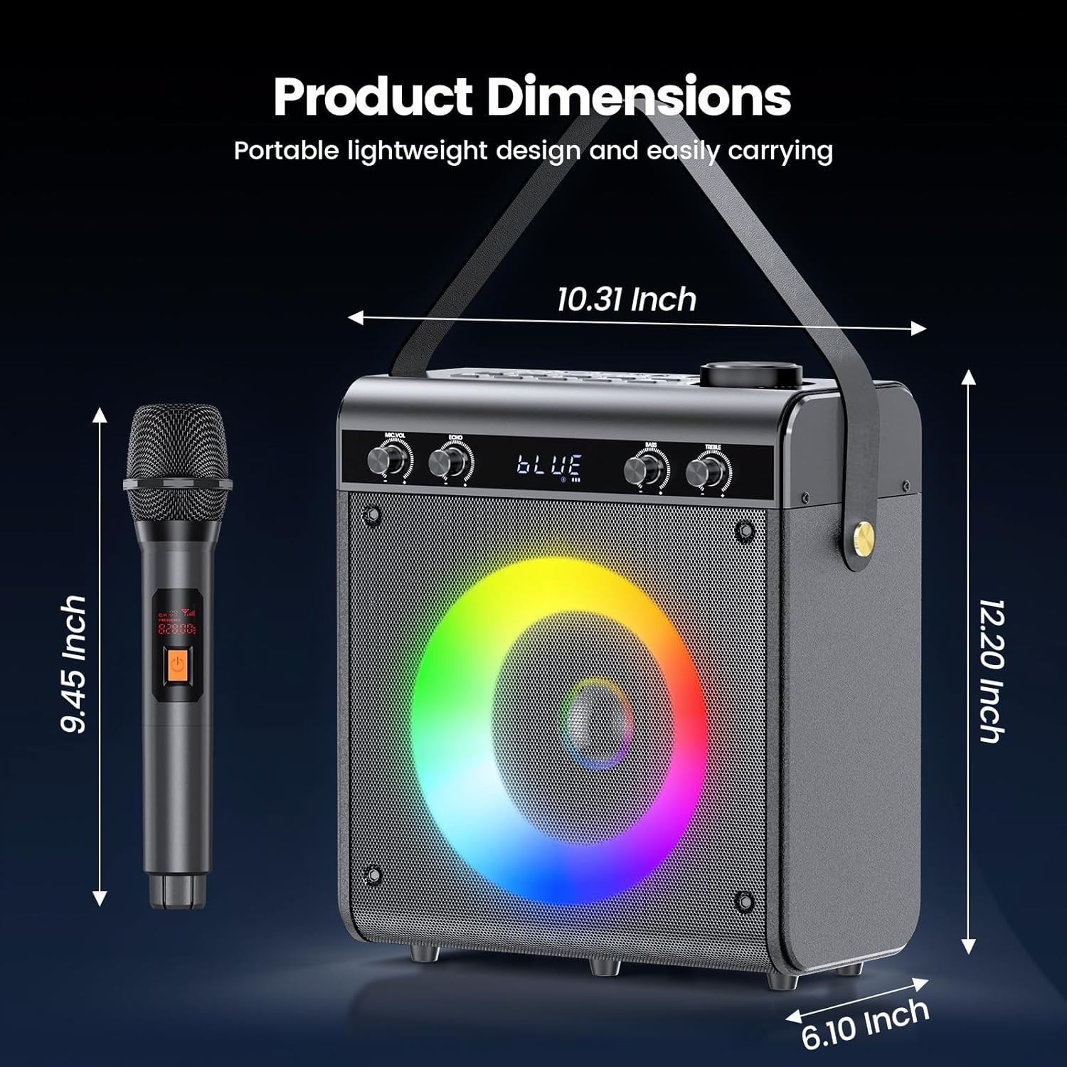 Karaoke Machine with 2 Wireless Microphones & Remote Control, Speaker Audio