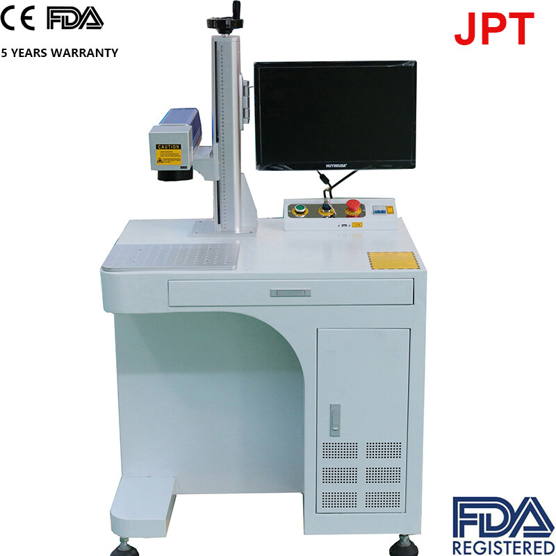 50W JPT Fiber Laser Metal Engraver Fiber Laser Marking Machine 80mm Rotary FDA