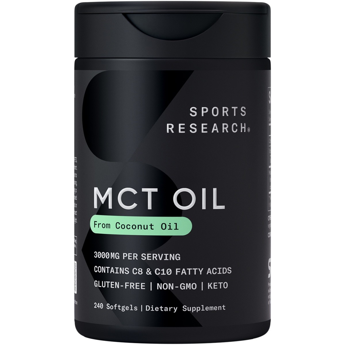 100% MCT Oil 1000mg 240 Softgels Keto Brain & Body Fuel Non-GMO Coconut Oil