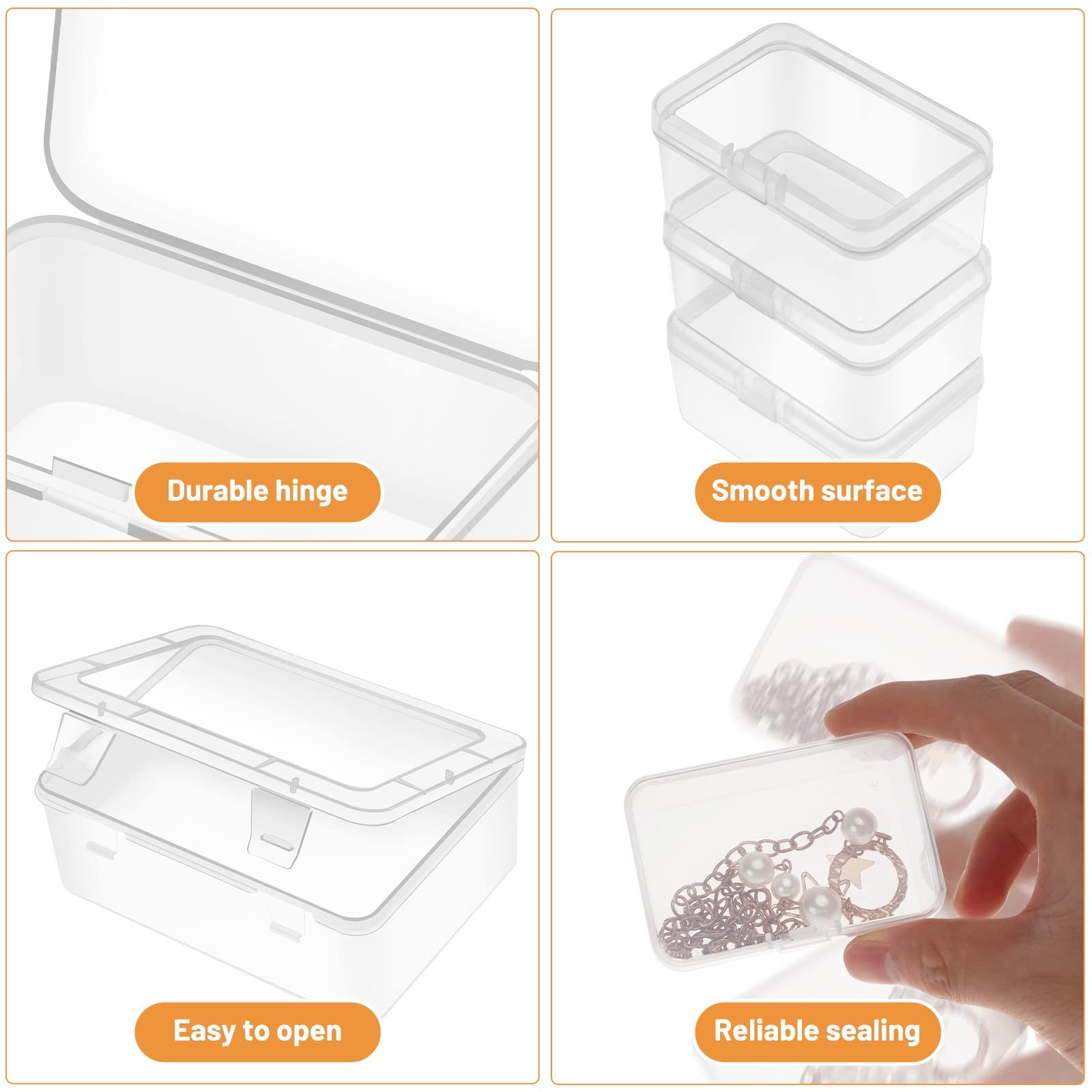 Mathtoxyz Small Bead Organizers and Storage, Clear Rectangle
