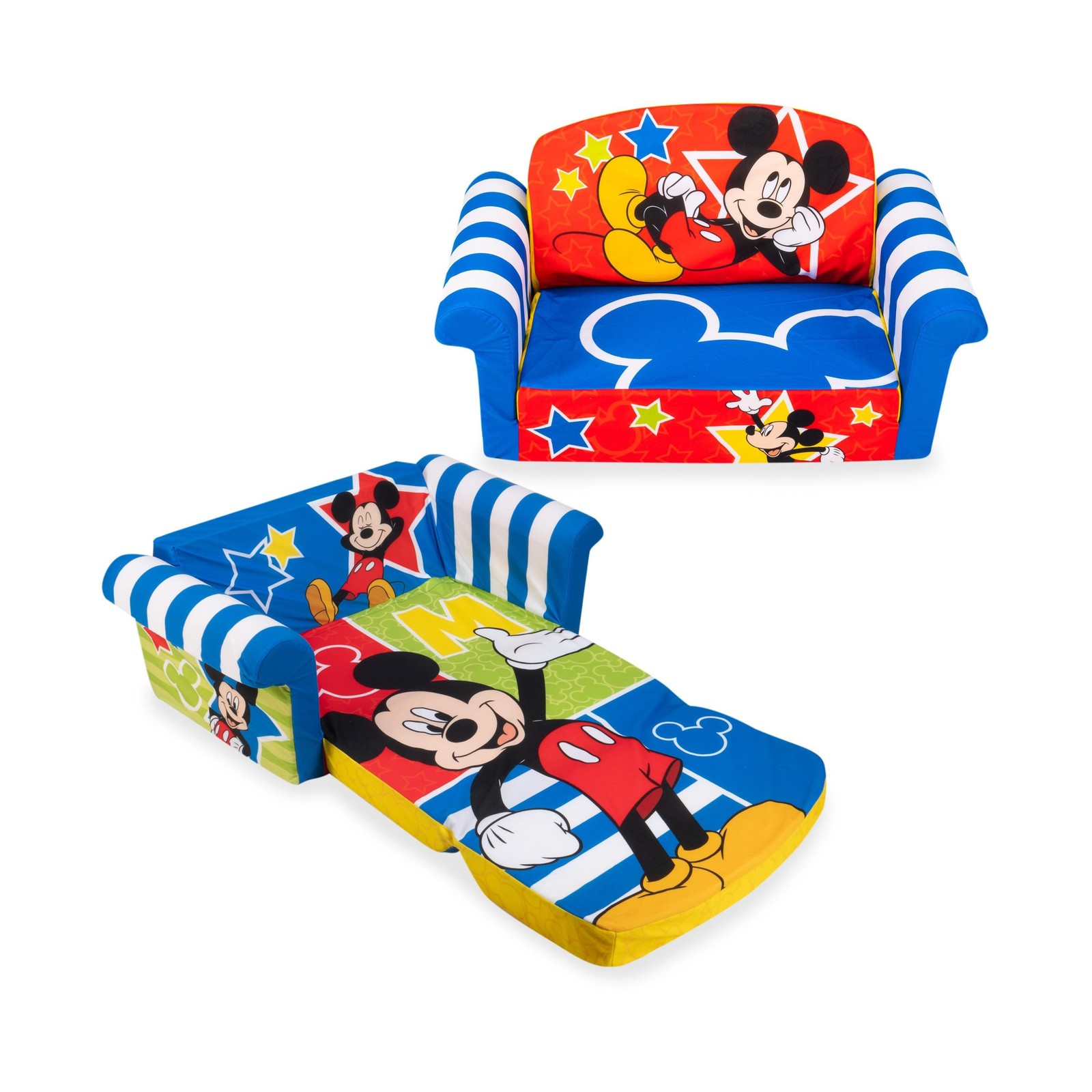 Marshmallow Furniture Kids Sofa, 2-in-1 Flip Open Foam Couch and Bed, Mickey ...