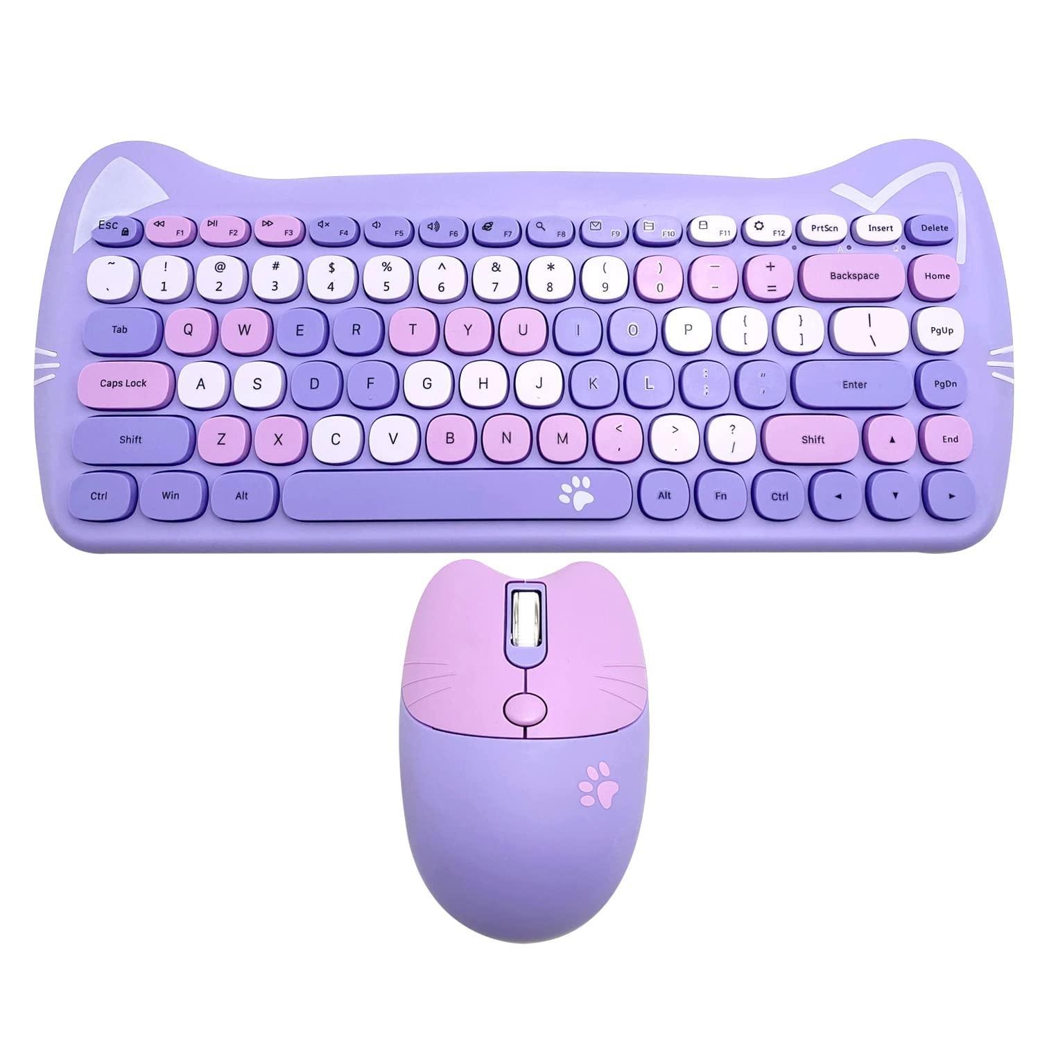Wireless Mouse and Keyboard, Cute Cat Keyboard Mouse Combo for present,2.4G C...