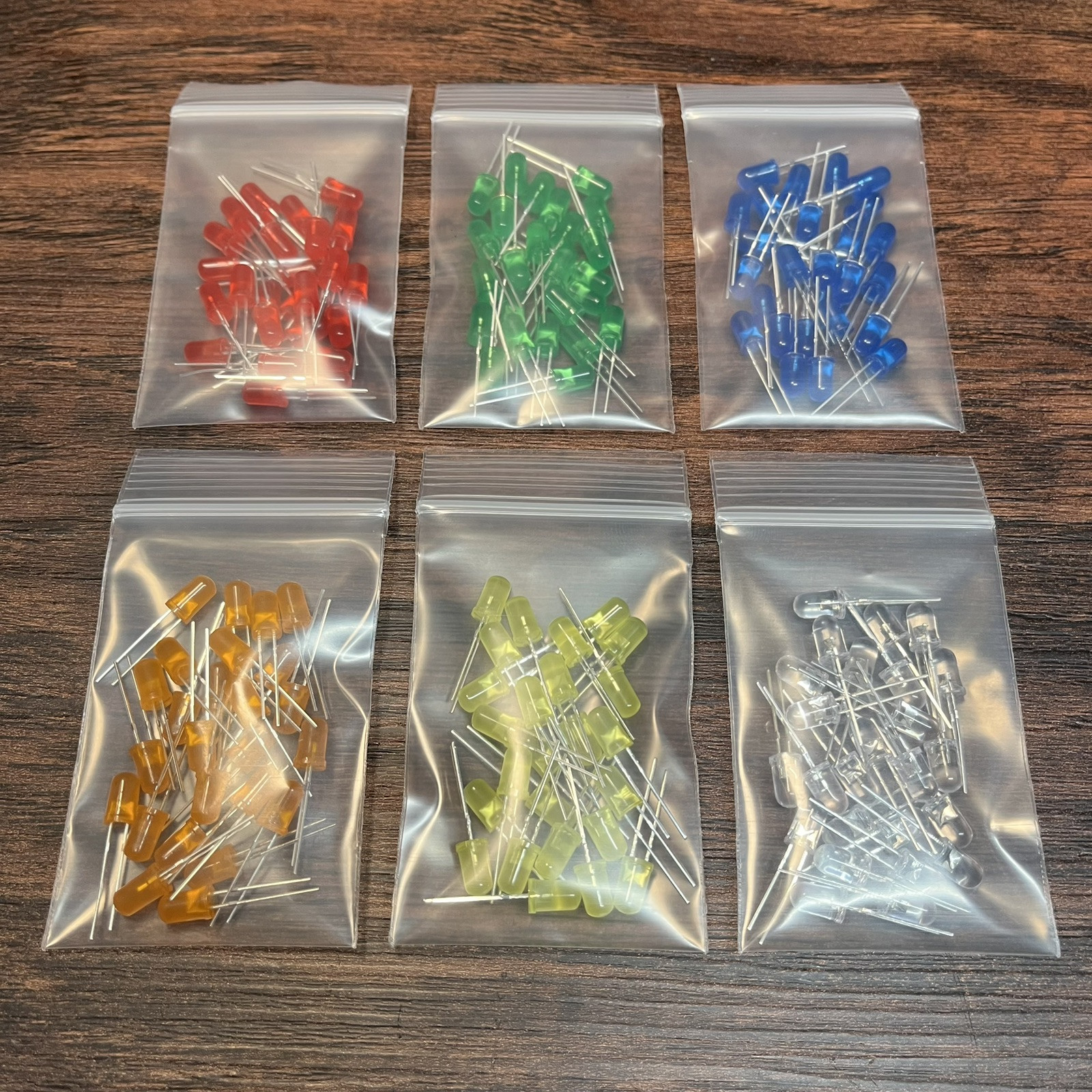 (150 Pieces) 5mm LED Lot Red, Green, Blue, Orange, Yellow, White 25 Each