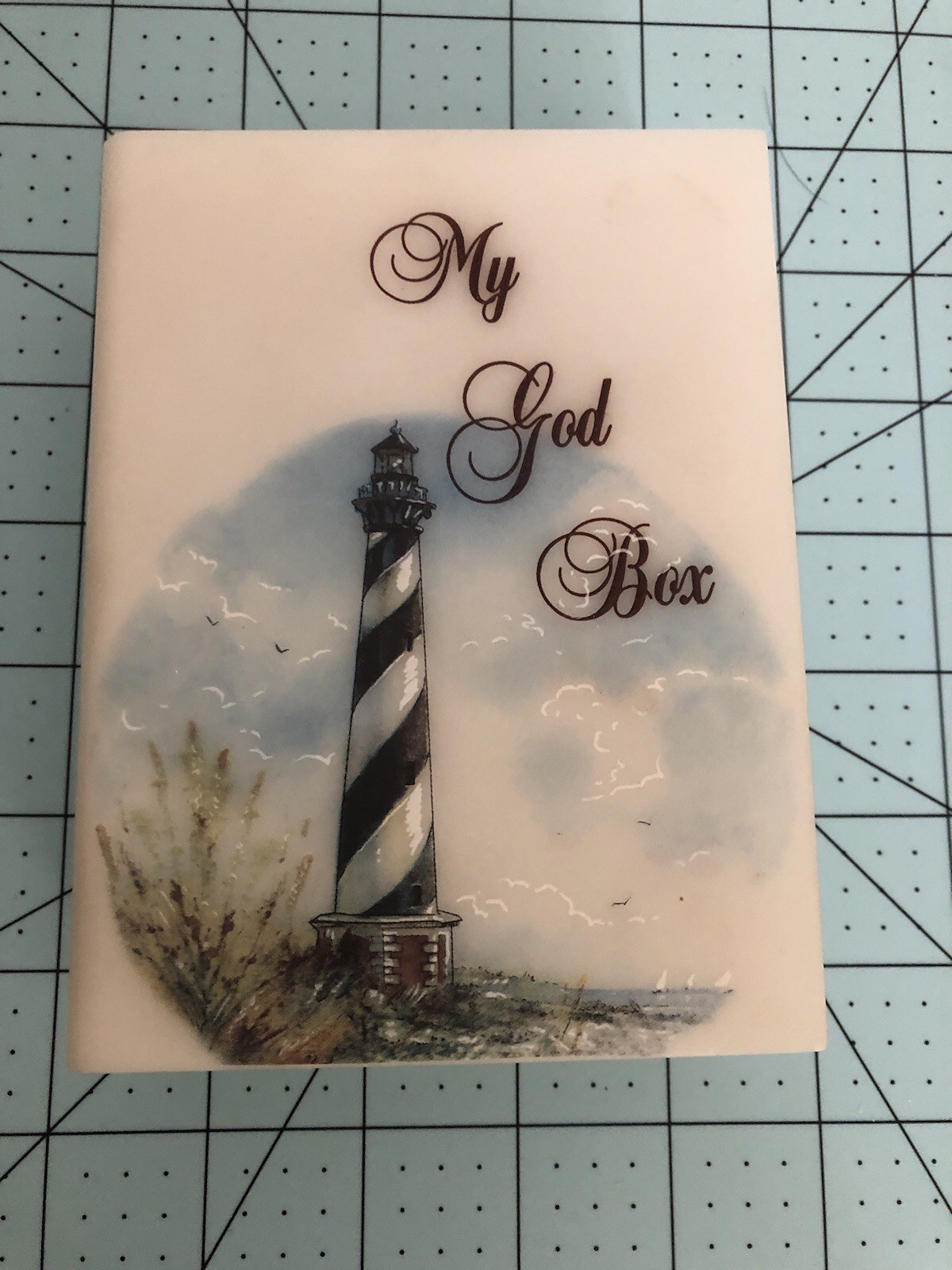 “ My God Box” Trinket Or Jewelry Box Painted Light House On Resemble Of A Book