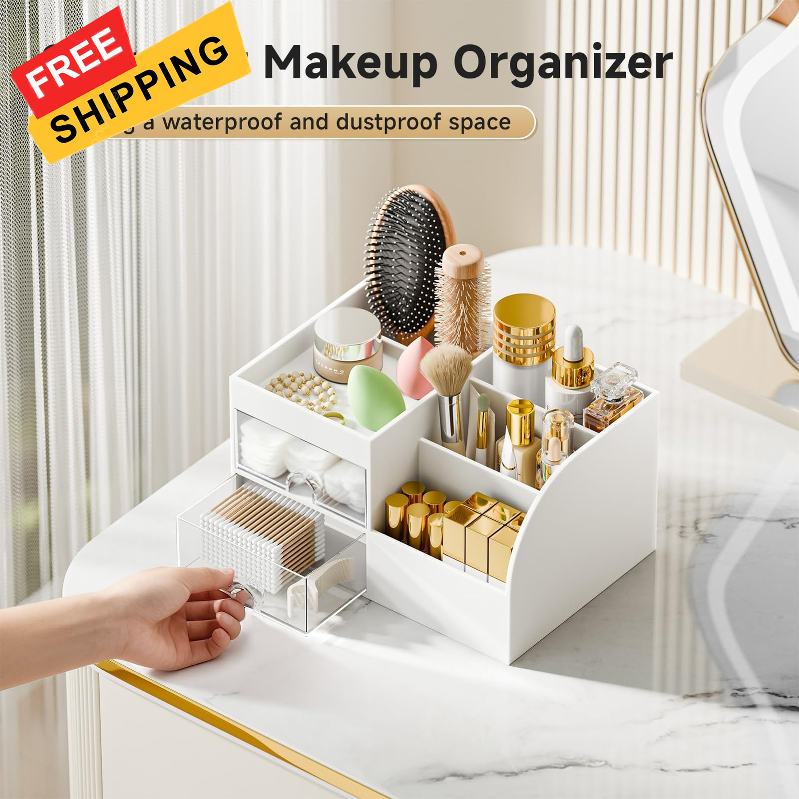 Makeup Organizer with 2 Drawers, Organizers Organizer, White