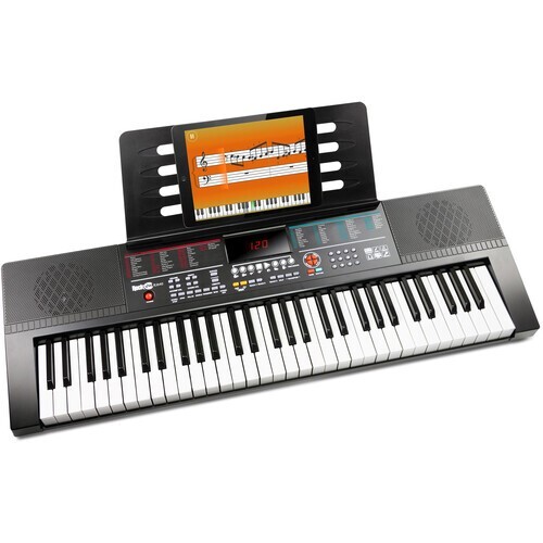 RockJam 61 Key LED Keyboard Piano with Sheet Stand, Keynote Stickers & Lessons