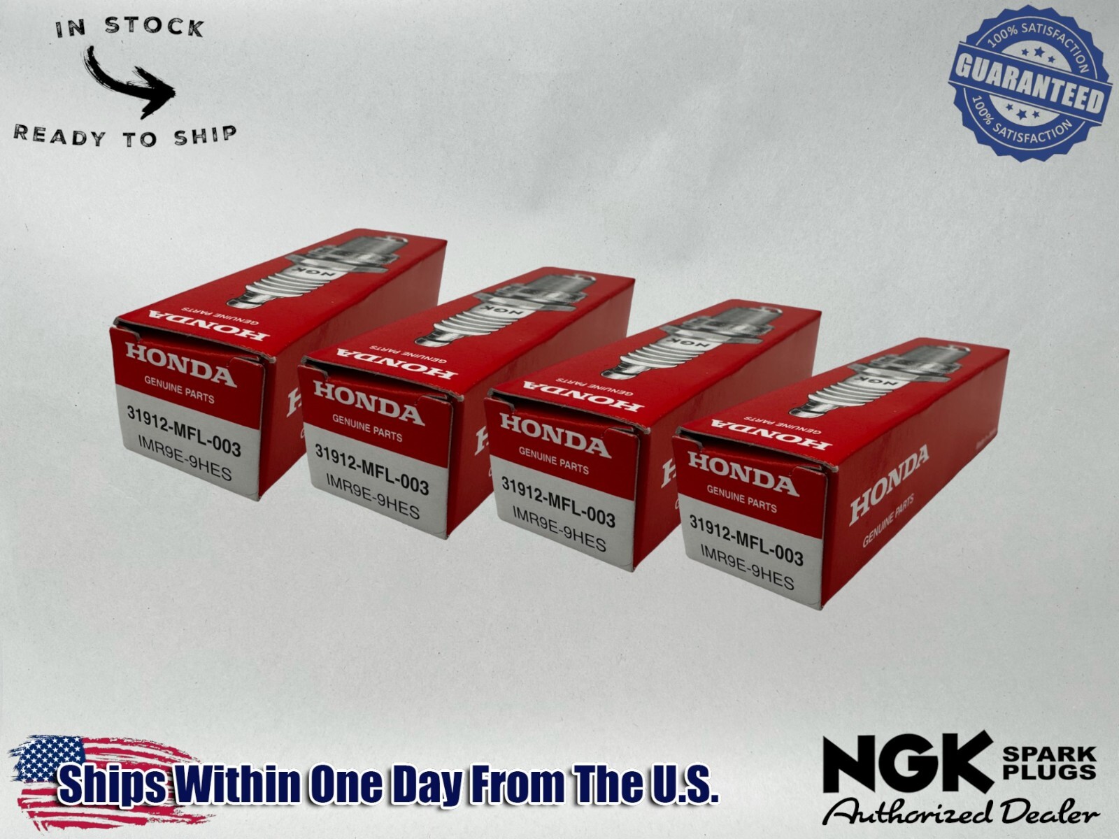 NGK Genuine OEM Authentic Spark Plugs IMR9E-9HES (Honda 31912-MFL-003) - 4 PACK