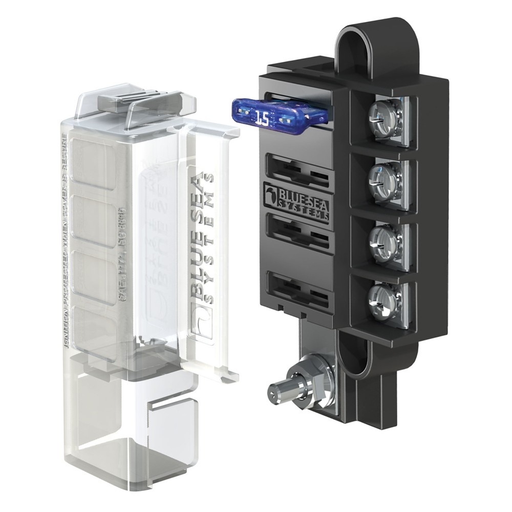 Blue Sea 5045 ST Blade Compact Fuse Blocks - 4 Circuits w/Cover BLUE SEA SYSTEM