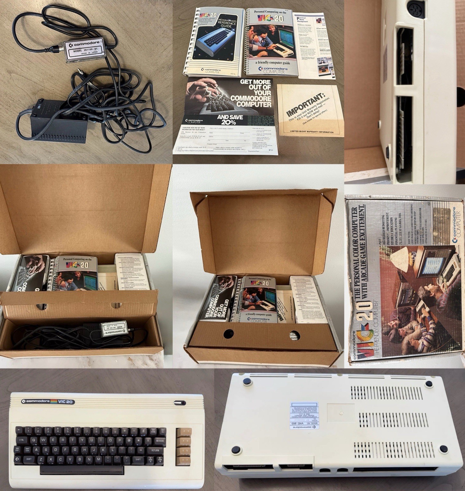 VTG Commodore VIC 20 Computer Keyboard NEVER USED 117V 60H Cord 251155-01 Cable