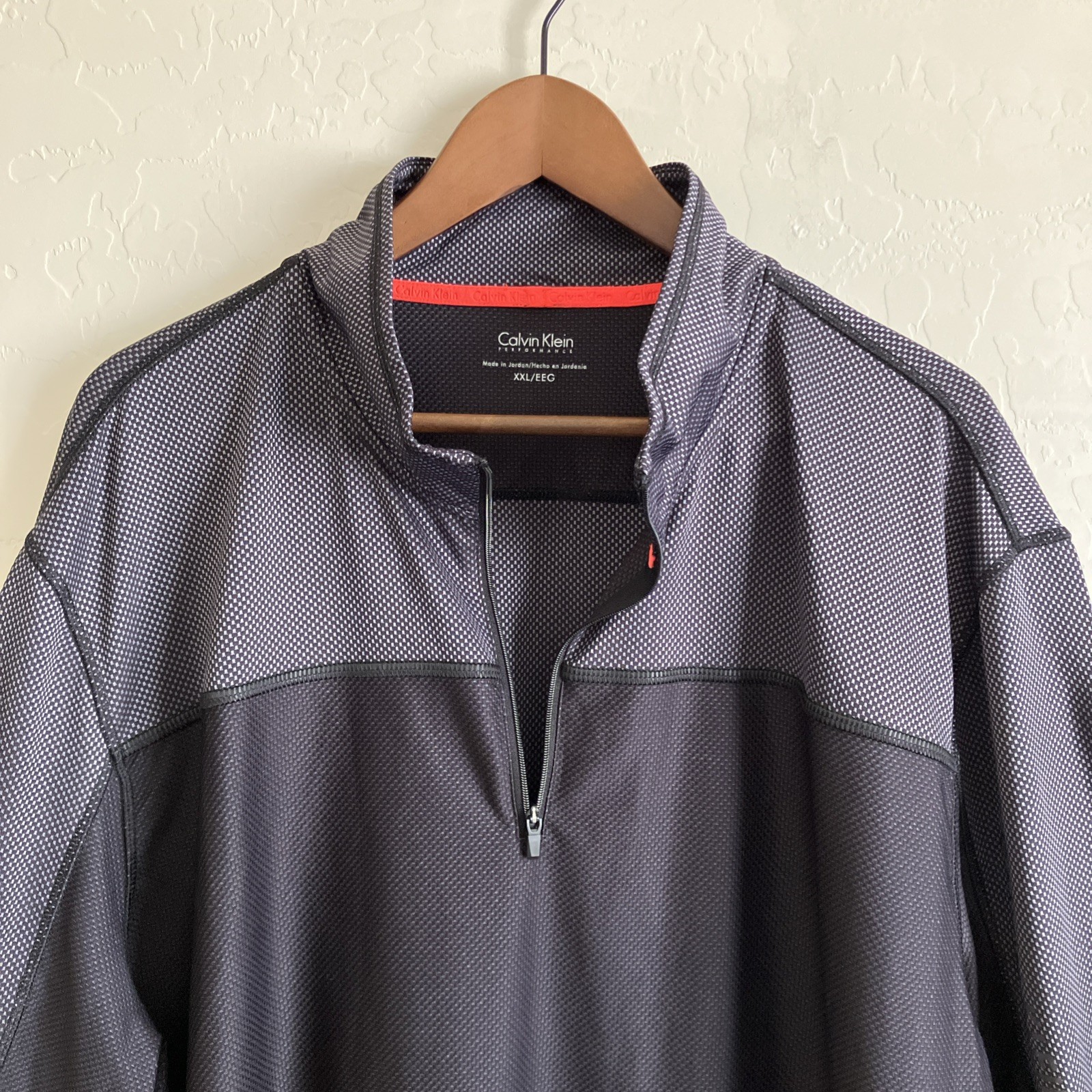 Mens XXL 1/4 Zip Pullover Gray Performance Long Sleeve Lightweight Calvin Klein