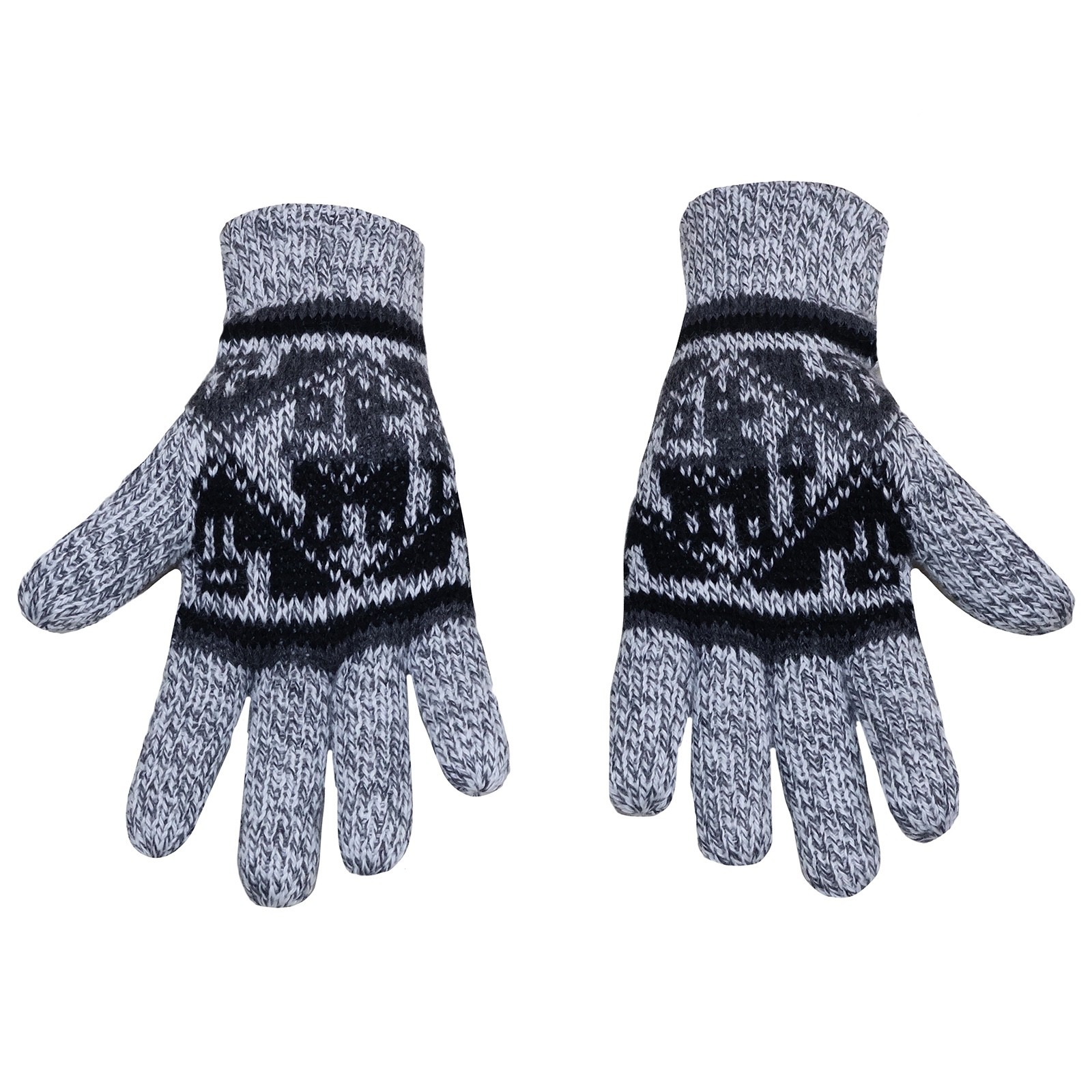 HANDMADE ANDEAN ALPACA MEN'S M LIGHT GRAY GLOVES