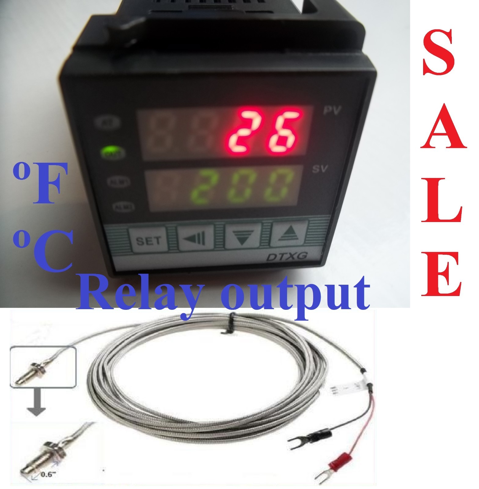 Dual Digital PID Temperature Controller Kiln Oven °C°F + Thermocouple Small Size
