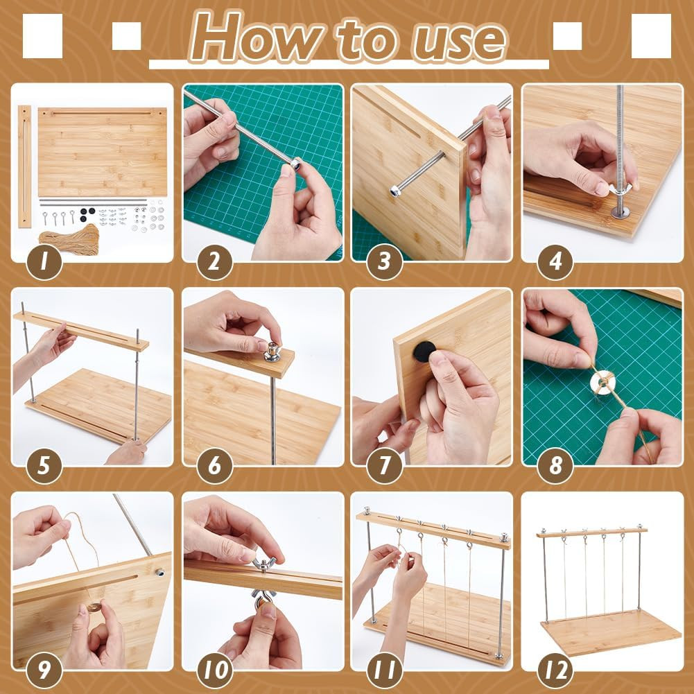 Bookbinding Sewing Frame Set, Wood Book Binding Kit with Rectangle