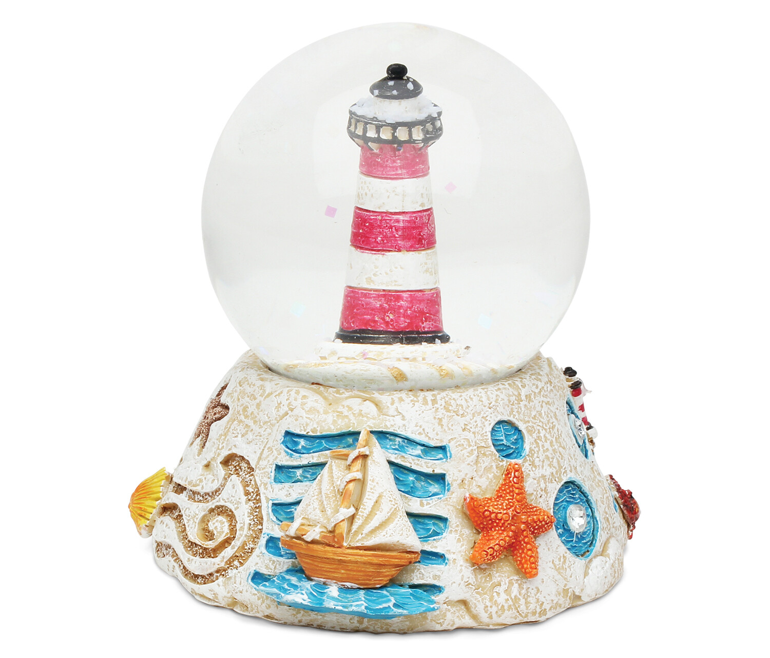 Puzzled Pink Stripes Lighthouse Snow Globe Resin Sailboat Brick Collection Ocean