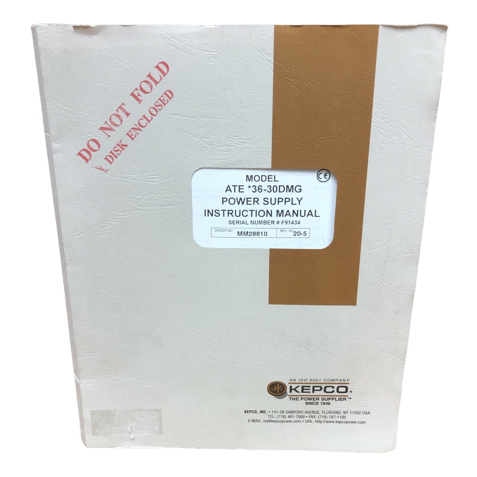 KEPCO MODEL ATE 36-30DMG POWER SUPPLY INSTRUCTON MANUAL
