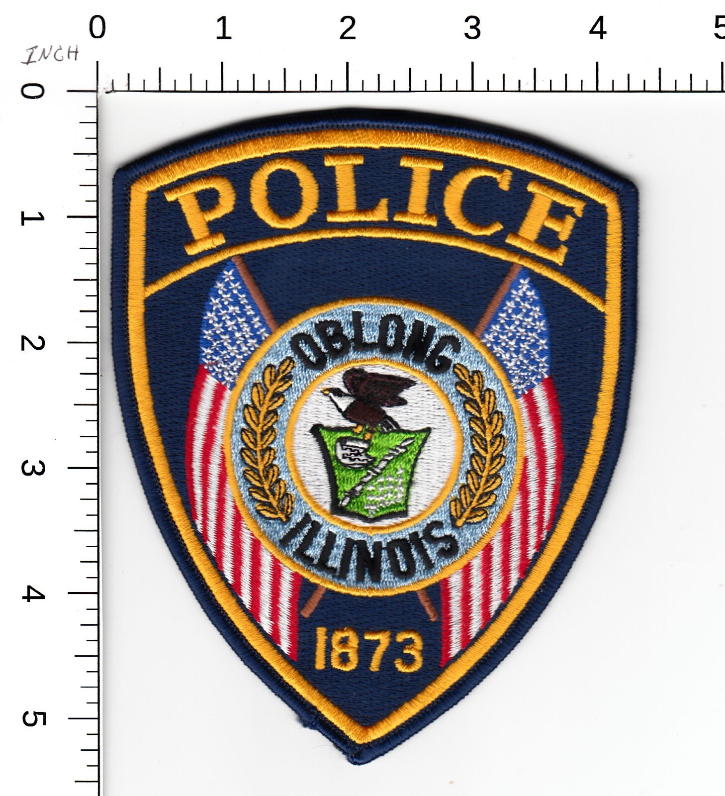 OBLONG ILLINOIS POLICE COLLECTIBLE PATCH TWO FLAGS
