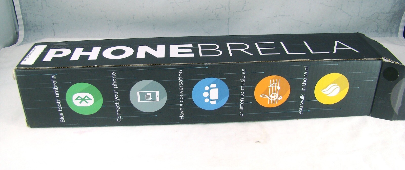 Phonebrella Folding Umbrella with Bluetooth Handle NEW in torn box READ