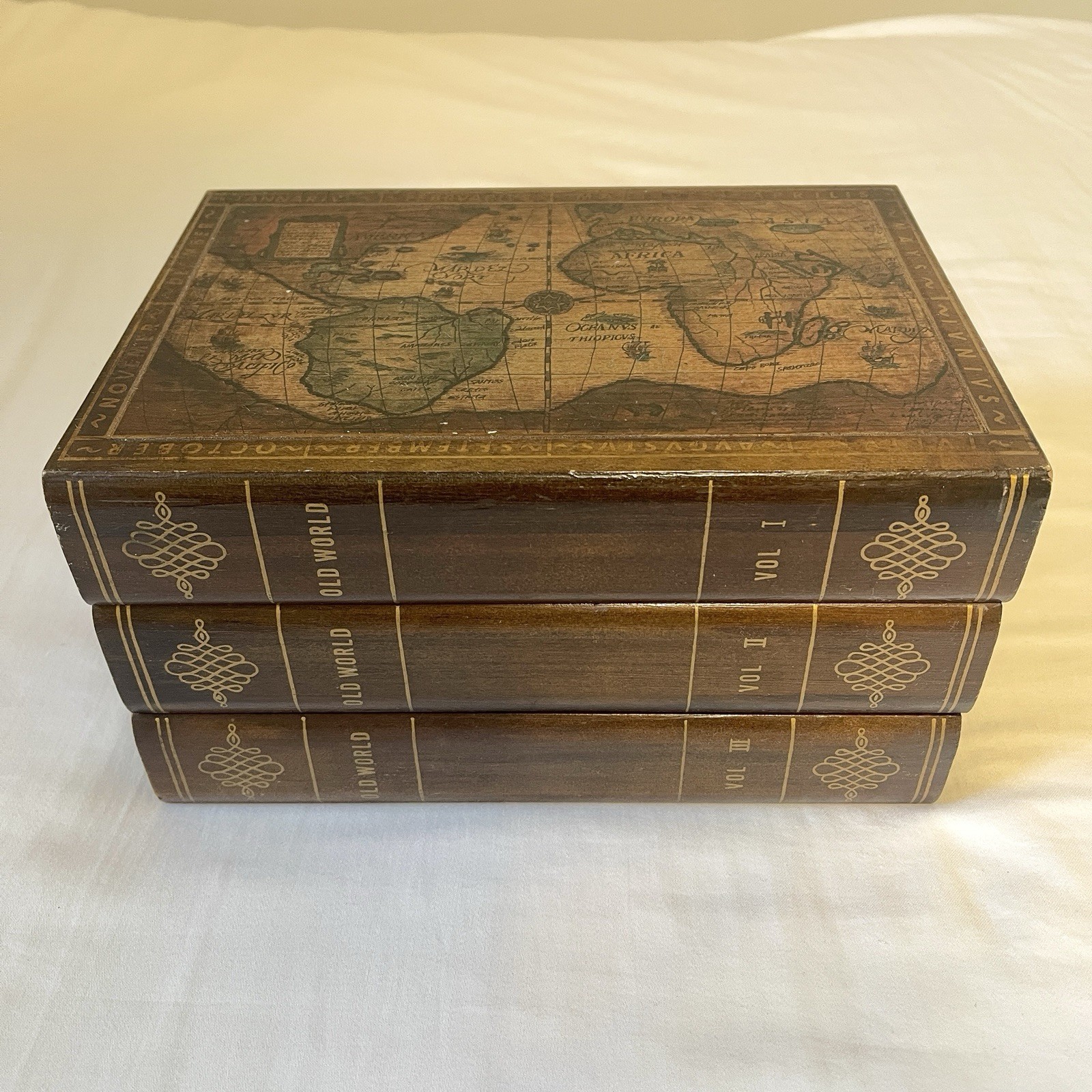 Vintage Faux Book Storage Box Decorative Wooden Hidden Compartment Secret