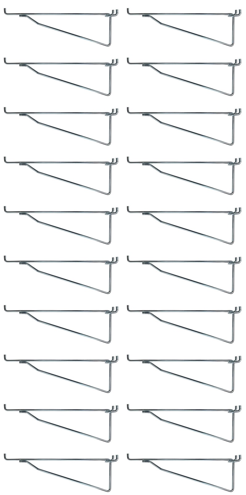 (20 Pack) Metal 8 Inch Shelf Bracket Garage Peg Hanger for 1/8" & 1/4" Pegboard