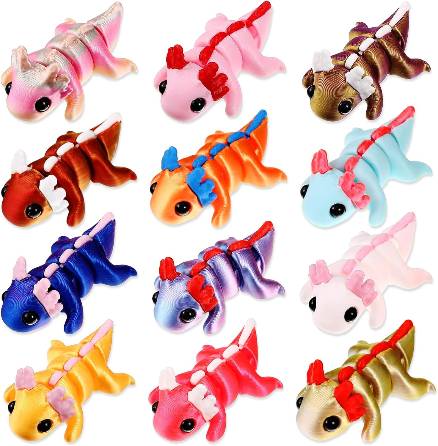 12 Pcs 3D Printed Animal Fidget 3D Mini Animal Flexible Cute Articulated Small S