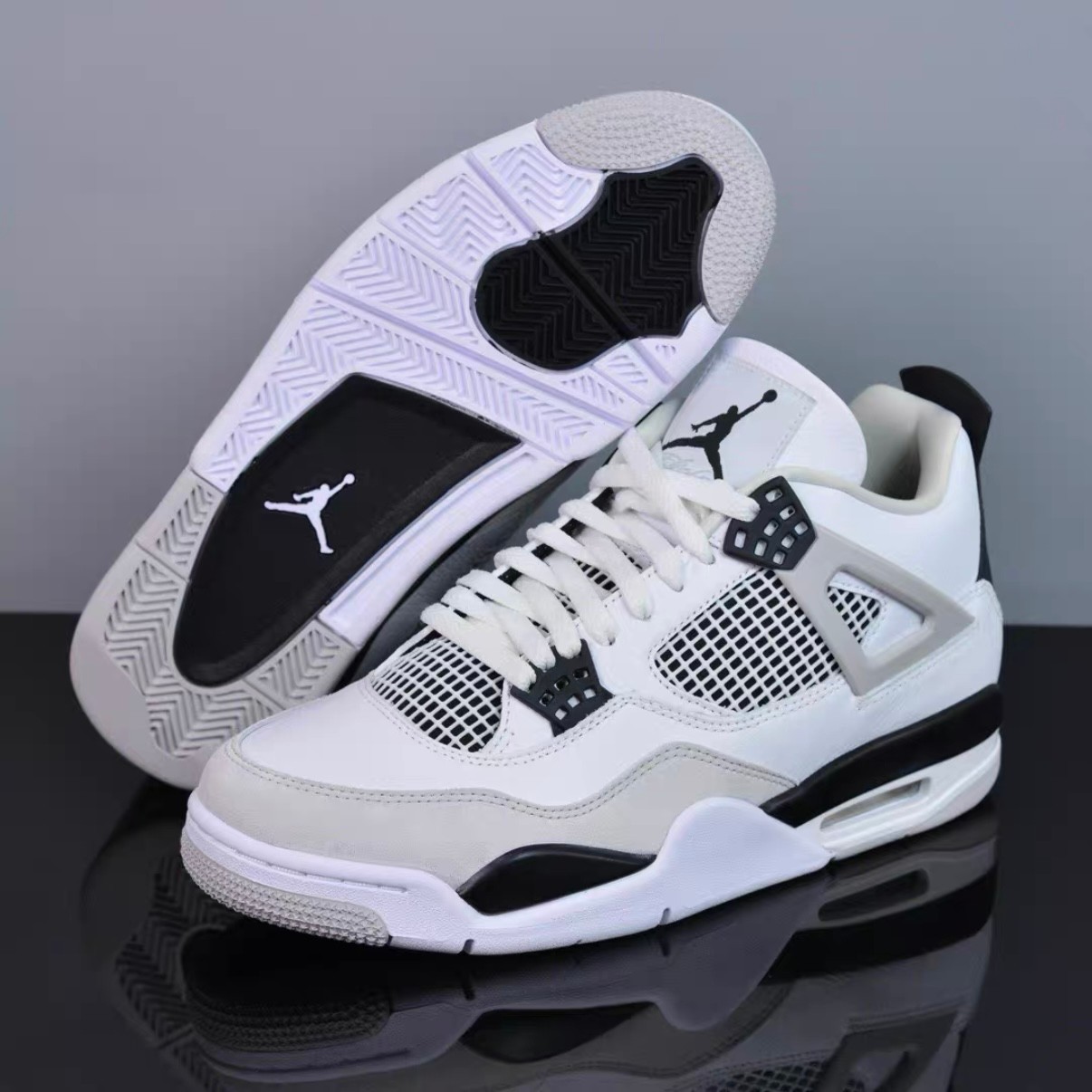 Nike Air Jordan 4 Retro "Military Black" Men's Mid Top Basketball Shoes