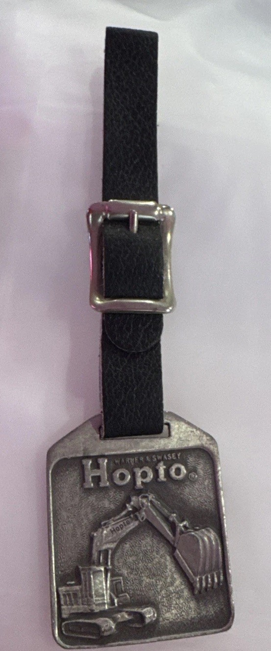 Warner Swasey HOPTO Track Excavator Pocket Watch Fob Advertising Promo silver