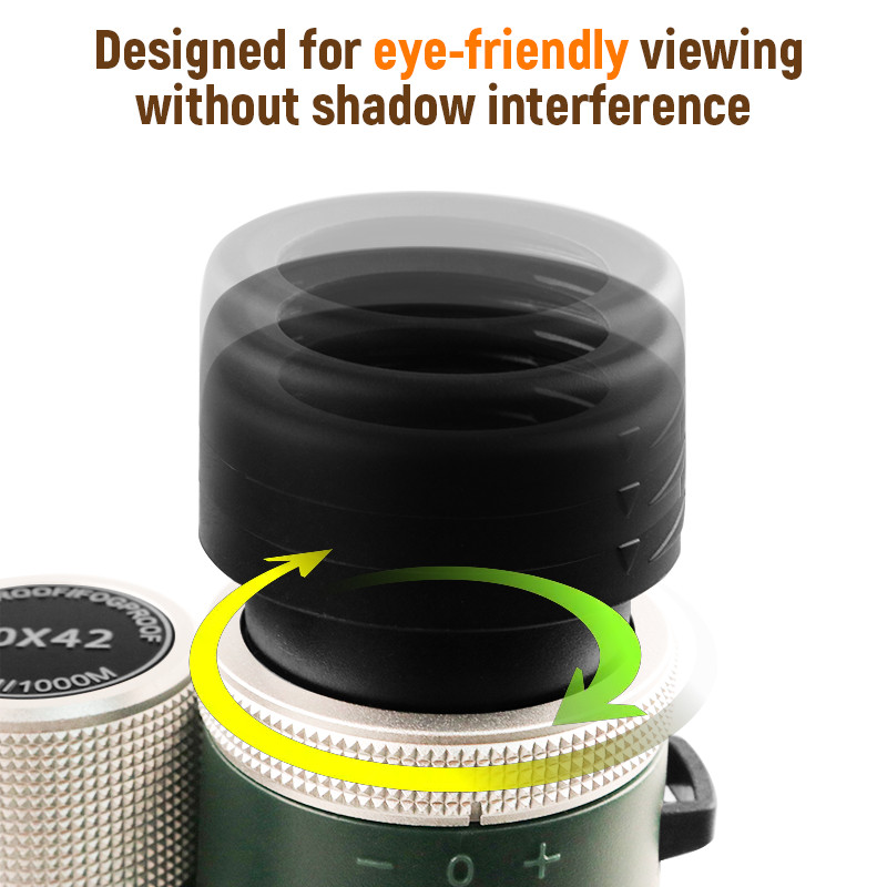 HD10x42 Binocular BK7 Large Prism Optical System Tripod Adaptable Rubber Armor