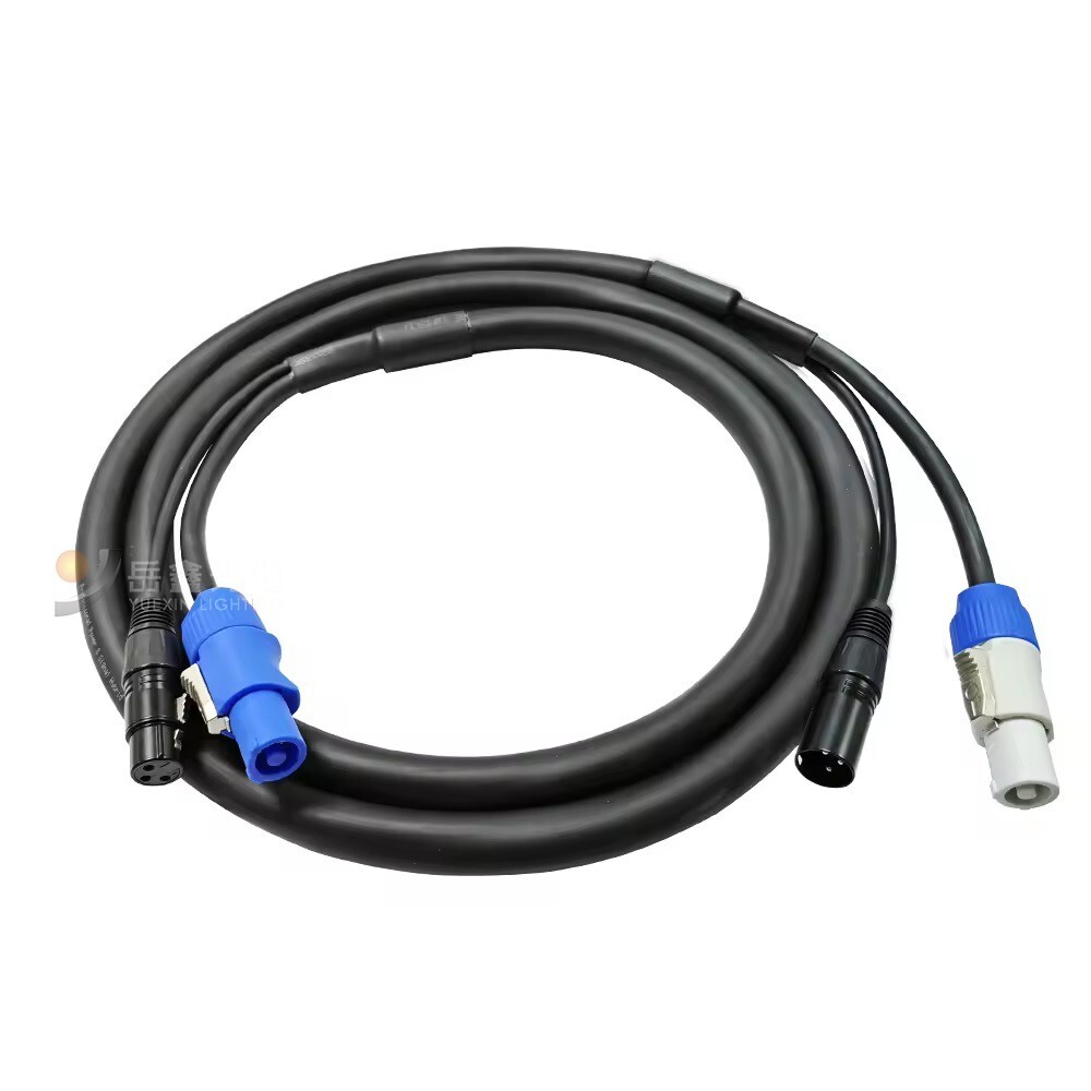 5-Pack 5Ft  3-Pin DMX Powercon Dmx Combo Cable XLR Cable+Powercon Cable