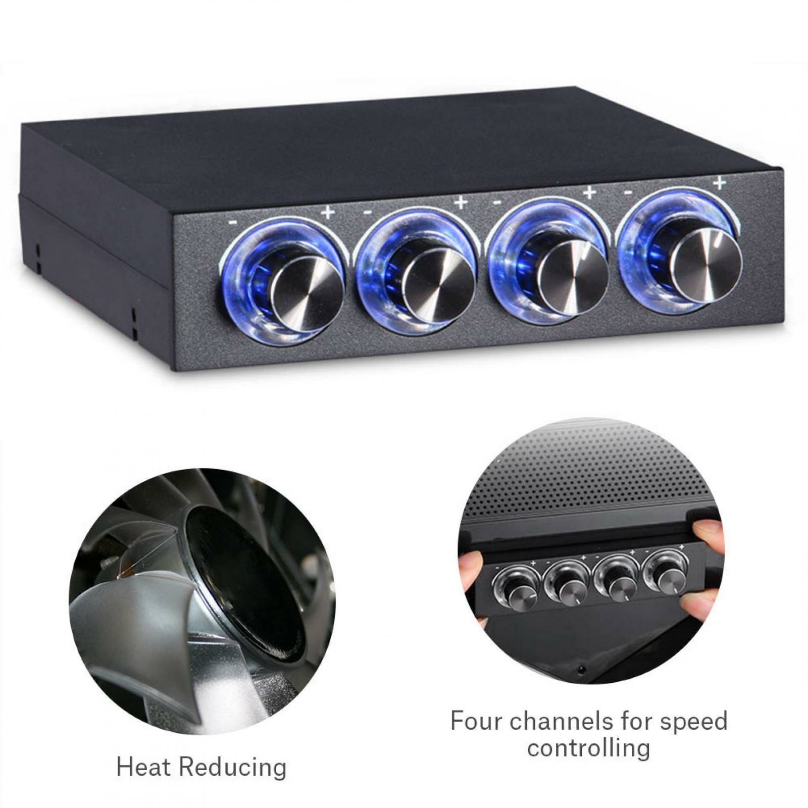 Fan Speed Controller 3.5" LCD Touch Screen Front Panel 4 Way Pc Temperature